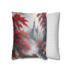 Pillow Case "Red Toile Castle" Pattern Spun Polyester Square Throw Pillow Cover for sofa couch bed accent decorative living room