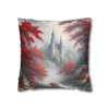 Pillow Case "Red Toile Castle" Pattern Spun Polyester Square Throw Pillow Cover for sofa couch bed accent decorative living room