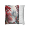 Pillow Case "Red Toile Castle" Pattern Spun Polyester Square Throw Pillow Cover for sofa couch bed accent decorative living room