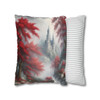 Pillow Case "Red Toile Castle" Pattern Spun Polyester Square Throw Pillow Cover for sofa couch bed accent decorative living room