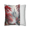 Pillow Case "Red Toile Castle" Pattern Spun Polyester Square Throw Pillow Cover for sofa couch bed accent decorative living room