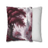 Pillow Case "Burgundy Fantasy" Spun Polyester Square Pillow Cover toile design burgundy white castle theme hidden zipper for sofa couch