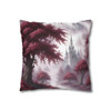 Pillow Case "Burgundy Fantasy" Spun Polyester Square Pillow Cover toile design burgundy white castle theme hidden zipper for sofa couch