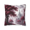 Pillow Case "Burgundy Fantasy" Spun Polyester Square Pillow Cover toile design burgundy white castle theme hidden zipper for sofa couch