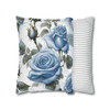 Pillow Case "Blue Rose" Pattern Spun Polyester Square Throw Pillow Cover in blue white hidden zipper living room decor spring