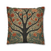 Pillow Case in Rowan Tree Old World Style concealed zipper polyester double sided design peach coral teal tree of life