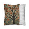 Pillow Case in Rowan Tree Old World Style concealed zipper polyester double sided design peach coral teal tree of life