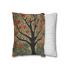 Pillow Case in Rowan Tree Old World Style concealed zipper polyester double sided design peach coral teal tree of life