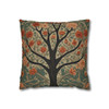 Pillow Case in Rowan Tree Old World Style concealed zipper polyester double sided design peach coral teal tree of life