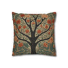 Pillow Case in Rowan Tree Old World Style concealed zipper polyester double sided design peach coral teal tree of life
