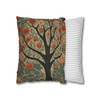 Pillow Case in Rowan Tree Old World Style concealed zipper polyester double sided design peach coral teal tree of life