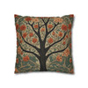 Pillow Case in Rowan Tree Old World Style concealed zipper polyester double sided design peach coral teal tree of life