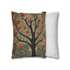 Pillow Case in Rowan Tree Old World Style concealed zipper polyester double sided design peach coral teal tree of life