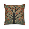 Pillow Case in Rowan Tree Old World Style concealed zipper polyester double sided design peach coral teal tree of life