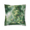 Pillow Case "Green Toile" Spun Polyester Square Throw Pillow Cover decorative sofa couch bed living room pillows washable concealed zipper
