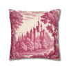 Pillow Case "Claret and Cream" Old World Tapestry Style Spun Polyester Square Throw Pillow Cover zippered decorative sofa couch bedroom bed