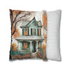 Pillow Case "Wet on the Easel" Watercolor Style Polyester Decorative Square Throw Pillow Cover zippered sofa couch bed teal orange white