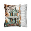 Pillow Case "Wet on the Easel" Watercolor Style Polyester Decorative Square Throw Pillow Cover zippered sofa couch bed teal orange white