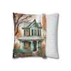 Pillow Case "Wet on the Easel" Watercolor Style Polyester Decorative Square Throw Pillow Cover zippered sofa couch bed teal orange white