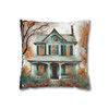 Pillow Case "Wet on the Easel" Watercolor Style Polyester Decorative Square Throw Pillow Cover zippered sofa couch bed teal orange white
