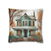 Pillow Case "Wet on the Easel" Watercolor Style Polyester Decorative Square Throw Pillow Cover zippered sofa couch bed teal orange white