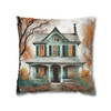 Pillow Case "Wet on the Easel" Watercolor Style Polyester Decorative Square Throw Pillow Cover zippered sofa couch bed teal orange white