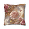 Pillow Case "Elegant Rose Gold" Butterfly Design Spun Polyester Square Throw Pillow Cover Hidden Zipper couch sofa bed pink fantasy gold 