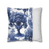 Pillow Case "Blue Willow" Spun Polyester Square Throw Pillow Cover with hidden zipper couch sofa bed blue white tree toile decorative