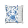 Pillow Case "Chicory Blue" Spun Polyester Square Throw Pillow Cover zipper sofa couch decorative floral blue white living room decor bedroom