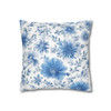 Pillow Case "Chicory Blue" Spun Polyester Square Throw Pillow Cover zipper sofa couch decorative floral blue white living room decor bedroom