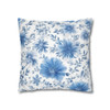 Pillow Case "Chicory Blue" Spun Polyester Square Throw Pillow Cover zipper sofa couch decorative floral blue white living room decor bedroom