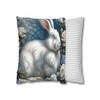 Pillow Case White Rabbit in Blue with White Roses| Living Room Sofa or Couch, bedroom, baby nursery or dorm| De Jouy Inspired Design