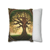 Pillow Case Tree of Life Spun Polyester Square Throw Pillow Cover Rowan Tree brown green tan couch sofa bed decorative accent living room