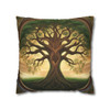 Pillow Case Tree of Life Spun Polyester Square Throw Pillow Cover Rowan Tree brown green tan couch sofa bed decorative accent living room
