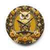 Adorable Owl Acrylic Wall Clock in Yellow, Cream, and Gray. Makes a wonderful Christmas or housewarming gift for the owl enthusiast.