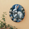 Fluffy White Rabbit Acrylic Wall Clock Round or Square For Child's Room Nursery Gift
