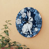 White Rabbit on Blue Acrylic Wall Clock Square or Round design