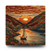 Sunset Over The Water Acrylic Wall Clock in quilted look. Great Christmas, birthday or housewarming gift.
