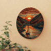 Sunset Over The Water Acrylic Wall Clock in quilted look. Great Christmas, birthday or housewarming gift.