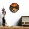 Sunset Over The Water Acrylic Wall Clock in quilted look. Great Christmas, birthday or housewarming gift.