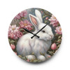 Fluffy Pink Bunny Acrylic Wall Clock Square or Round Nursery Childs bedroom baby shower gift baby girl christmas birthday
