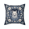 Winter Fox Throw Pillow| William Morris Inspired| Cottagecore | Blue and White| Living Room, Bedroom, Dorm Room