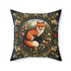 Fox Throw Pillow| William Morris Inspired| Cottagecore | Living Room, Bedroom, Dorm Room