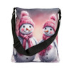 Adorable Pink Snowman Adjustable Tote Bag (AOP)|Two Sizes 16 inch or 18 inch
