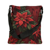 Christmas Poinsettia Design Tote Bag| Fun Design| Adjustable Tote Strap| Two Sizes 16 inch or 18 inch