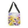 Purple and Yellow Floral Watercolor Tote | Fun Design| Adjustable Tote Bag| Two Sizes 16 inch or 18 inch