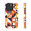 Retro Geometric Pattern Tough Phone Case for iPhone in 21 different sizes. Compatible with iPhone 7, 8, X, 11, 12, 13, 14 and more.