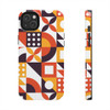 Retro Geometric Pattern Tough Phone Case for iPhone in 21 different sizes. Compatible with iPhone 7, 8, X, 11, 12, 13, 14 and more.