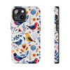 Spring Bird Pattern Tough Phone Case for iPhone in 21 different sizes. Compatible with iPhone 7, 8, X, 11, 12, 13, 14 and more.