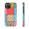 Patchwork Quilt Pattern Tough Phone Case for iPhone in 21 different sizes. Compatible with iPhone 7, 8, X, 11, 12, 13, 14 and more.